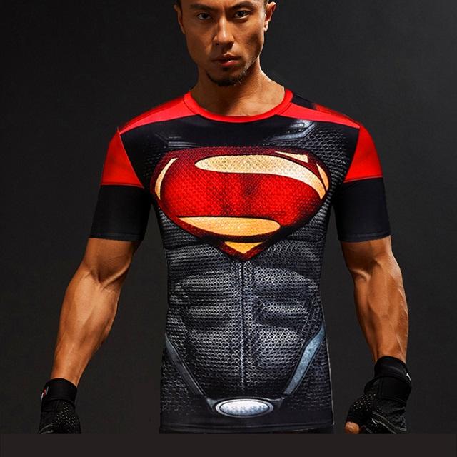 Short Sleeve 3D T Shirt Men T-Shirt Male Crossfit Tee Captain America Superman tshirt Men Fitness Compression Shirt Punisher MMA