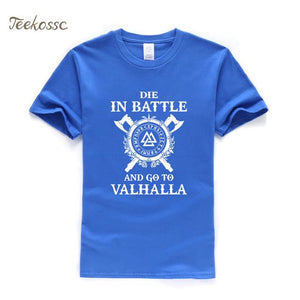 Odin Vikings T Shirt Men Die In Battle And Go To Valhalla Tshirt Mens Summer Print Hip Hop T-Shirt Black Tops Tee Plus Size XXXL