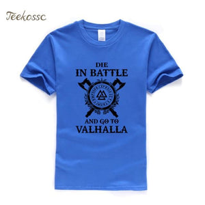 Odin Vikings T Shirt Men Die In Battle And Go To Valhalla Tshirt Mens Summer Print Hip Hop T-Shirt Black Tops Tee Plus Size XXXL