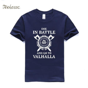 Odin Vikings T Shirt Men Die In Battle And Go To Valhalla Tshirt Mens Summer Print Hip Hop T-Shirt Black Tops Tee Plus Size XXXL