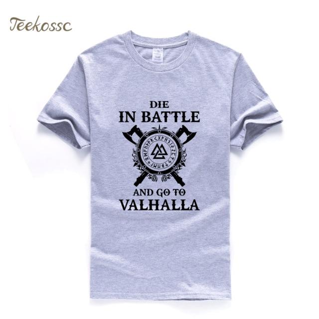 Odin Vikings T Shirt Men Die In Battle And Go To Valhalla Tshirt Mens Summer Print Hip Hop T-Shirt Black Tops Tee Plus Size XXXL