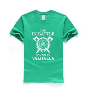 Odin Vikings T Shirt Men Die In Battle And Go To Valhalla Tshirt Mens Summer Print Hip Hop T-Shirt Black Tops Tee Plus Size XXXL