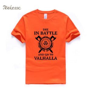 Odin Vikings T Shirt Men Die In Battle And Go To Valhalla Tshirt Mens Summer Print Hip Hop T-Shirt Black Tops Tee Plus Size XXXL