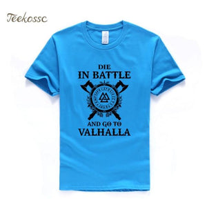 Odin Vikings T Shirt Men Die In Battle And Go To Valhalla Tshirt Mens Summer Print Hip Hop T-Shirt Black Tops Tee Plus Size XXXL