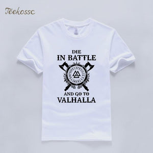 Odin Vikings T Shirt Men Die In Battle And Go To Valhalla Tshirt Mens Summer Print Hip Hop T-Shirt Black Tops Tee Plus Size XXXL