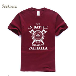 Odin Vikings T Shirt Men Die In Battle And Go To Valhalla Tshirt Mens Summer Print Hip Hop T-Shirt Black Tops Tee Plus Size XXXL