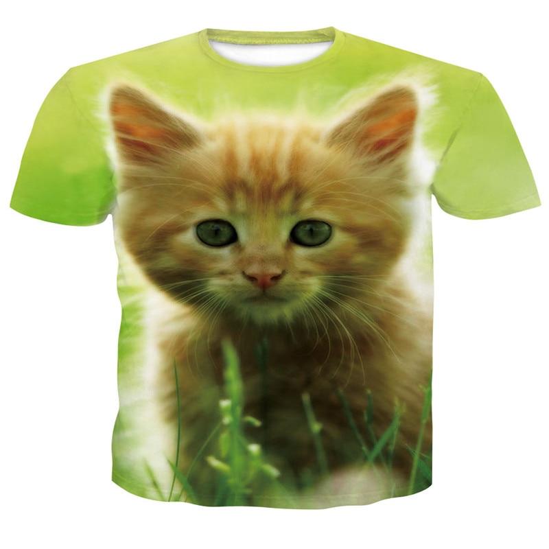 Cat tshirt men 3D Cute Cat T-shirts Women Summer Tops Tees Print Animal T shirt Men o-neck short sleeve Fashion cothes Plus Size