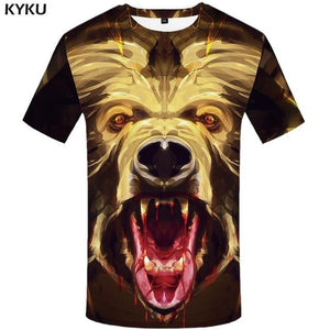 KYKU Bear Tshirt Men Animal T Shirt Punk Rock Funny T Shirts Hip Hop Tee 3d T-shirt Black Cool Mens Clothing Summer 2018 New