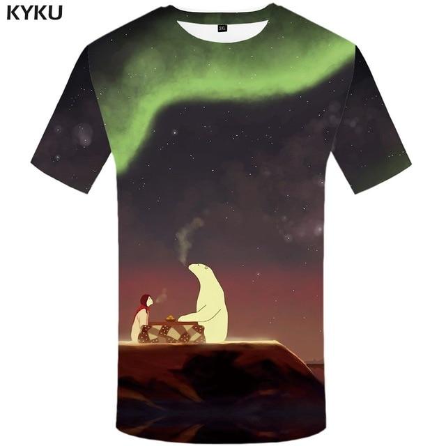 KYKU Bear Tshirt Men Animal T Shirt Punk Rock Funny T Shirts Hip Hop Tee 3d T-shirt Black Cool Mens Clothing Summer 2018 New