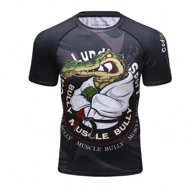 New men's compression t shirt men Fashion Dragon print Quick-drying short sleeves Rashguard BJJ Cross Fit Fitness Tights tshirt