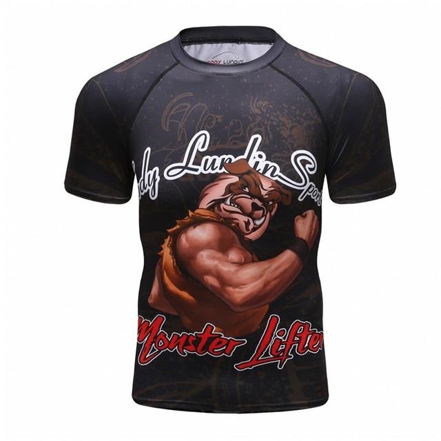 New men's compression t shirt men Fashion Dragon print Quick-drying short sleeves Rashguard BJJ Cross Fit Fitness Tights tshirt