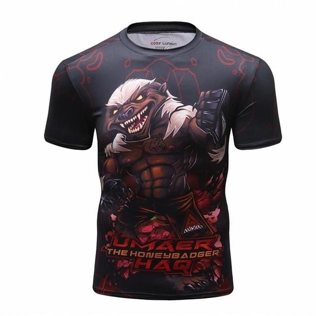 New men's compression t shirt men Fashion Dragon print Quick-drying short sleeves Rashguard BJJ Cross Fit Fitness Tights tshirt