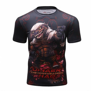 New men's compression t shirt men Fashion Dragon print Quick-drying short sleeves Rashguard BJJ Cross Fit Fitness Tights tshirt