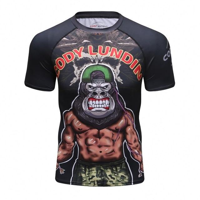 New men's compression t shirt men Fashion Dragon print Quick-drying short sleeves Rashguard BJJ Cross Fit Fitness Tights tshirt