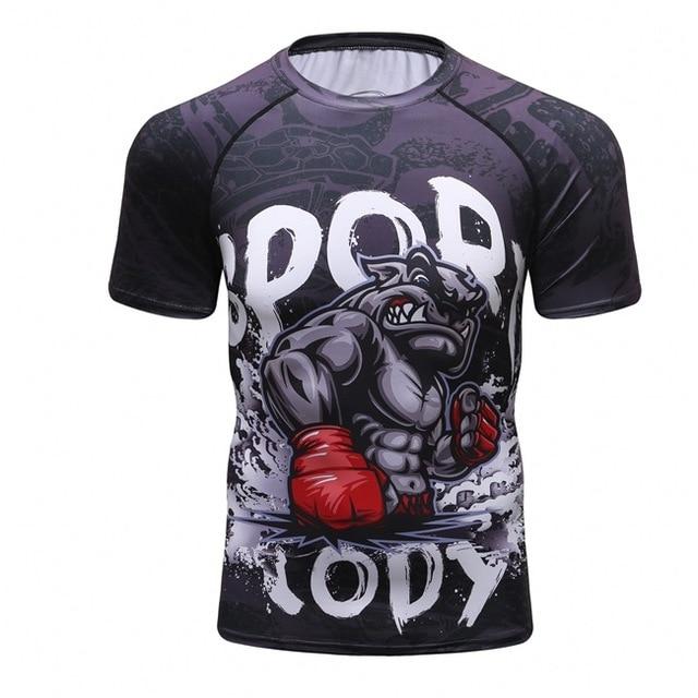 New men's compression t shirt men Fashion Dragon print Quick-drying short sleeves Rashguard BJJ Cross Fit Fitness Tights tshirt