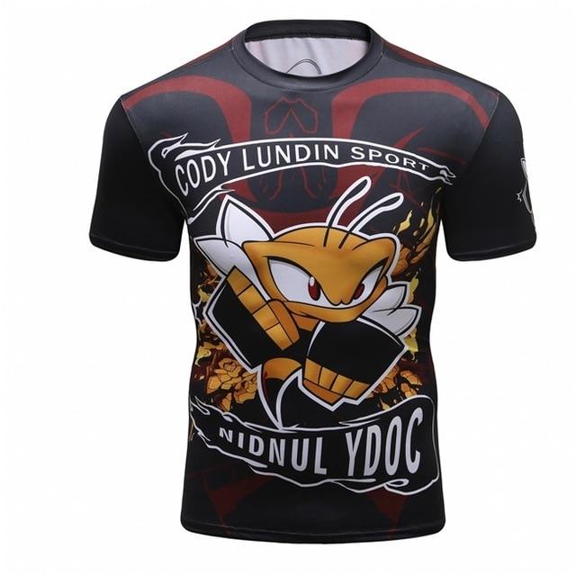 New men's compression t shirt men Fashion Dragon print Quick-drying short sleeves Rashguard BJJ Cross Fit Fitness Tights tshirt