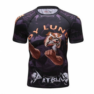 New men's compression t shirt men Fashion Dragon print Quick-drying short sleeves Rashguard BJJ Cross Fit Fitness Tights tshirt