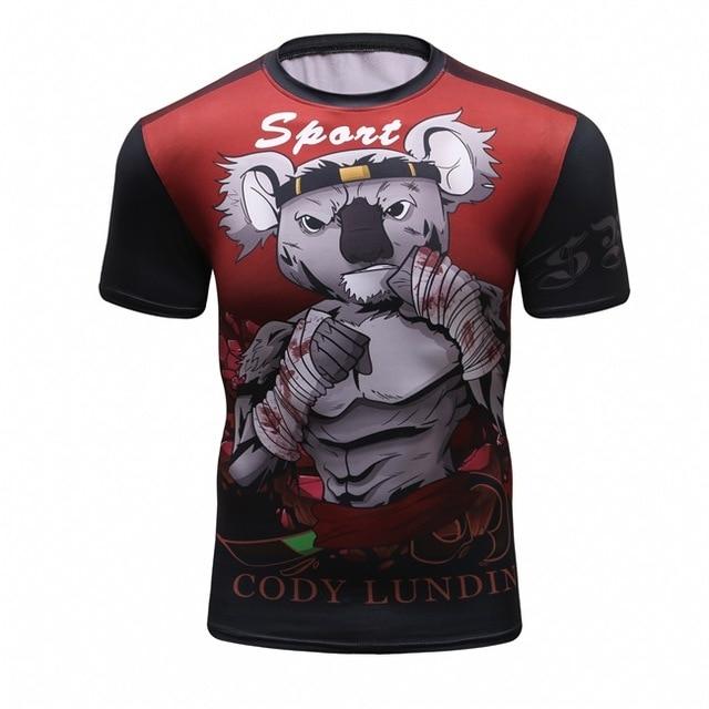 New men's compression t shirt men Fashion Dragon print Quick-drying short sleeves Rashguard BJJ Cross Fit Fitness Tights tshirt