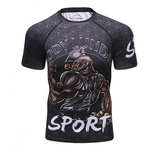 New men's compression t shirt men Fashion Dragon print Quick-drying short sleeves Rashguard BJJ Cross Fit Fitness Tights tshirt