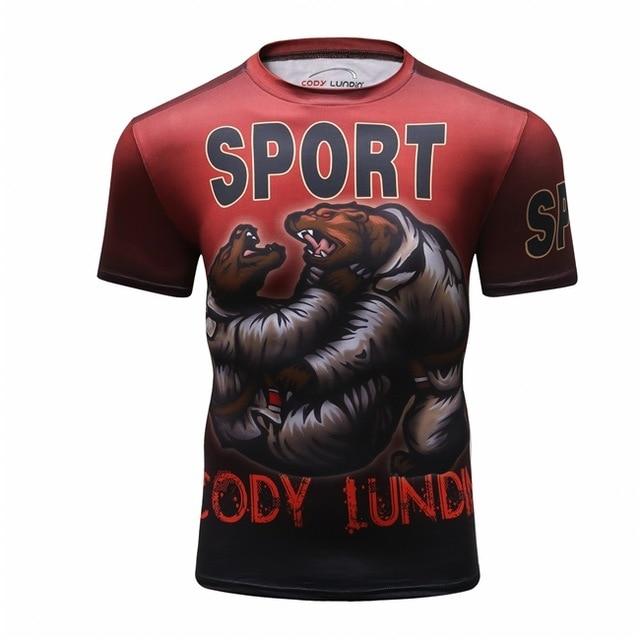 New men's compression t shirt men Fashion Dragon print Quick-drying short sleeves Rashguard BJJ Cross Fit Fitness Tights tshirt