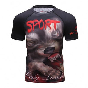 New men's compression t shirt men Fashion Dragon print Quick-drying short sleeves Rashguard BJJ Cross Fit Fitness Tights tshirt