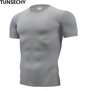 TUNSECHY 2018 Brand Clothing Men's T Shirt Men Fashion Tshirts Fitness For Male compression tight T-shirt S-4XL Free Shipping