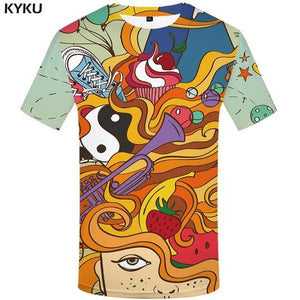 KYKU Elephant Tshirt Men Animal T-shirt Colorful Flower 3d Print T Shirt Anime Clothes Gothic Hip Hop Mens Clothing Streetwear