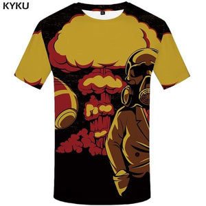 KYKU Skull Tshirt Men Black And White T-shirt Punk Rock Clothes Gothic 3d Print T Shirt Cool Hip Hop Mens Clothing Streetwear