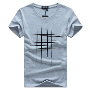 SWENEARO Simple Creative Design Line Cross Printed Cotton Tshirts Mens Summer Style Short Sleeve Tops Tees Men Camisetas Hombre
