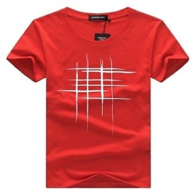 SWENEARO Simple Creative Design Line Cross Printed Cotton Tshirts Mens Summer Style Short Sleeve Tops Tees Men Camisetas Hombre