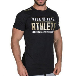 Men Short sleeve Cotton T-shirt Man Slim Printed t shirt Male Gyms Fitness Bodybuilding Workout Crossfit Brand Tees Tops Apparel