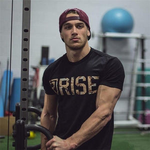 Men Short sleeve Cotton T-shirt Man Slim Printed t shirt Male Gyms Fitness Bodybuilding Workout Crossfit Brand Tees Tops Apparel