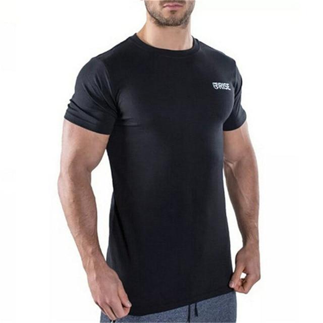 Men Short sleeve Cotton T-shirt Man Slim Printed t shirt Male Gyms Fitness Bodybuilding Workout Crossfit Brand Tees Tops Apparel