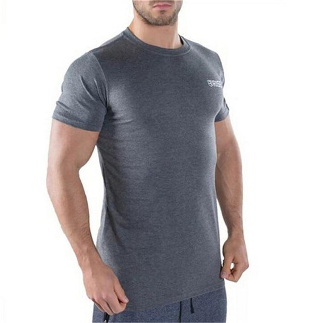 Men Short sleeve Cotton T-shirt Man Slim Printed t shirt Male Gyms Fitness Bodybuilding Workout Crossfit Brand Tees Tops Apparel