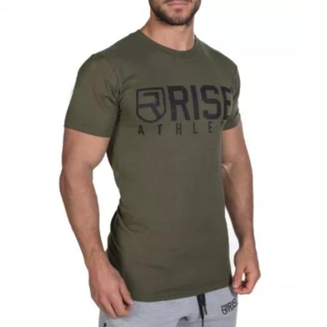 Men Short sleeve Cotton T-shirt Man Slim Printed t shirt Male Gyms Fitness Bodybuilding Workout Crossfit Brand Tees Tops Apparel