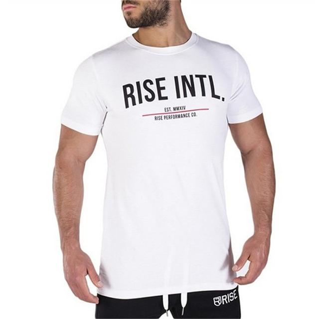 Men Short sleeve Cotton T-shirt Man Slim Printed t shirt Male Gyms Fitness Bodybuilding Workout Crossfit Brand Tees Tops Apparel