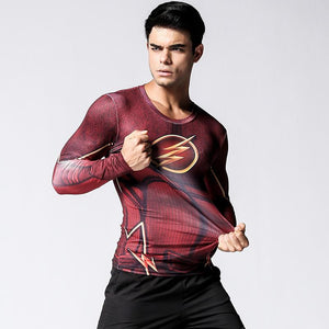 Rashguard Men Brand Clothing  Fashion Compression Shirt Flash Cosplay Costume Quick Dry Fitness Clothing 3d Print Tshirt