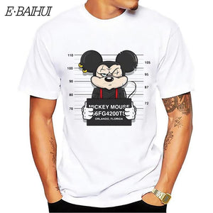 E-BAIHUI new mickey print tees mouse t-shirt men tops hip hop casual funny dog cartoon tshirt homme comfort cotton t shirt CG001