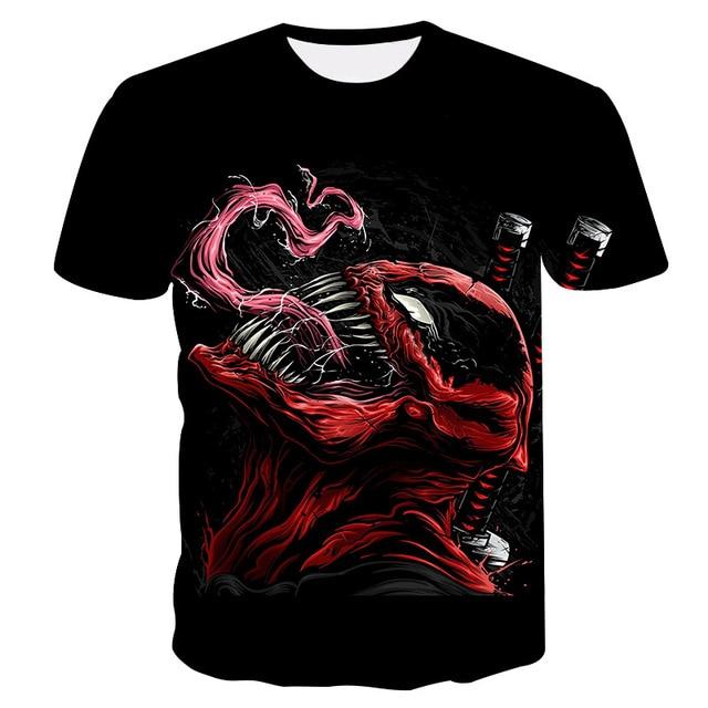 Newest Venom t-shirt 3D Printed T-shirts Men Women Casual Shirt Short Sleeve Fitness T Shirt Deadpool Tees Spider man Skull Tops