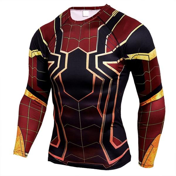 Marvel Comics Avengers Spiderman Black Panther 3D Long Sleeve T Shirt Men Fitness Clothing Captain America Compression Shirt