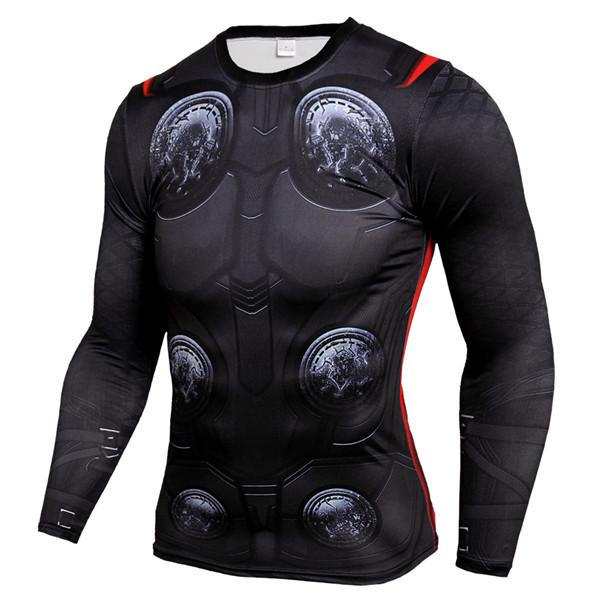 Marvel Comics Avengers Spiderman Black Panther 3D Long Sleeve T Shirt Men Fitness Clothing Captain America Compression Shirt