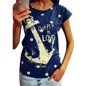 2019 summer tops tees ladies short t shirt women Boat anchor t-shirt Cotton female tshirt woman clothes plus size vestidos