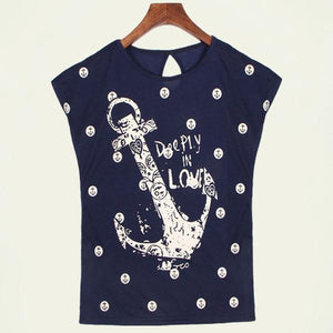 2019 summer tops tees ladies short t shirt women Boat anchor t-shirt Cotton female tshirt woman clothes plus size vestidos