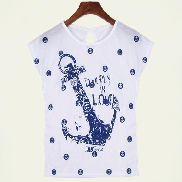 2019 summer tops tees ladies short t shirt women Boat anchor t-shirt Cotton female tshirt woman clothes plus size vestidos