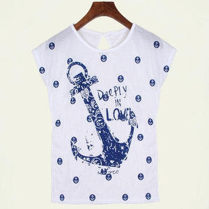2019 summer tops tees ladies short t shirt women Boat anchor t-shirt Cotton female tshirt woman clothes plus size vestidos