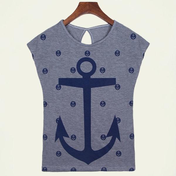 2019 summer tops tees ladies short t shirt women Boat anchor t-shirt Cotton female tshirt woman clothes plus size vestidos