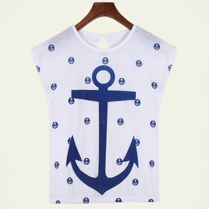 2019 summer tops tees ladies short t shirt women Boat anchor t-shirt Cotton female tshirt woman clothes plus size vestidos
