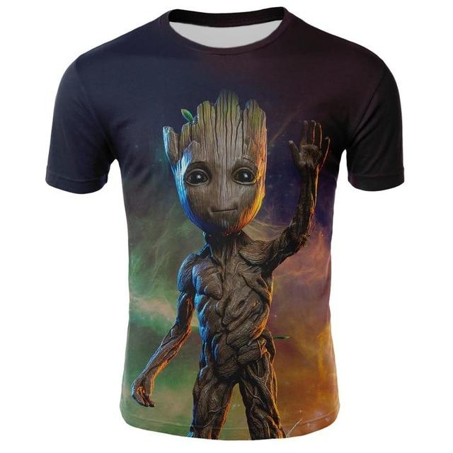 2019 Comics Super Hero Groot 3D Tshirt Cool Fashion Groot Print T-shirt Men Women 3D Tops Dropshipping and Wholesale cartoon Tee