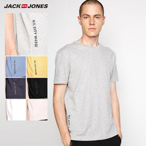 JackJones Men's Cotton Spandex Elastic Fabric Crew Neck T-Shirt Solid Color T shirt 2019 New Top Tshirt for Men |218201546