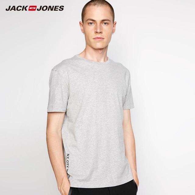 JackJones Men's Cotton Spandex Elastic Fabric Crew Neck T-Shirt Solid Color T shirt 2019 New Top Tshirt for Men |218201546